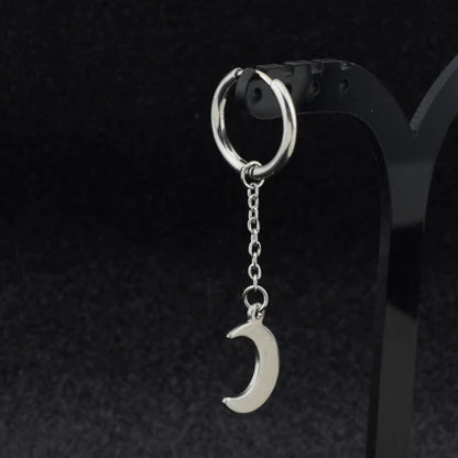SOHOT Hot Dangle Long Tassel Unisex Hoop Earrings Punk Metal Jewelry Brincos Silver Color Star Cross Pendant Exaggerate Design