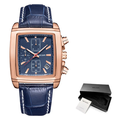 MEGIR New Casual Brand Watches Men Hot Fashion Sport Wristwatch Man Chronograph Leather Watch for Male Luminous Calendar Hour
