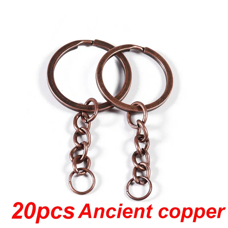 Louleur Key Chain Key Ring Keychain Bronze Rhodium Gold Color 28mm Long Round Split Keyrings DIY Jewelry Making