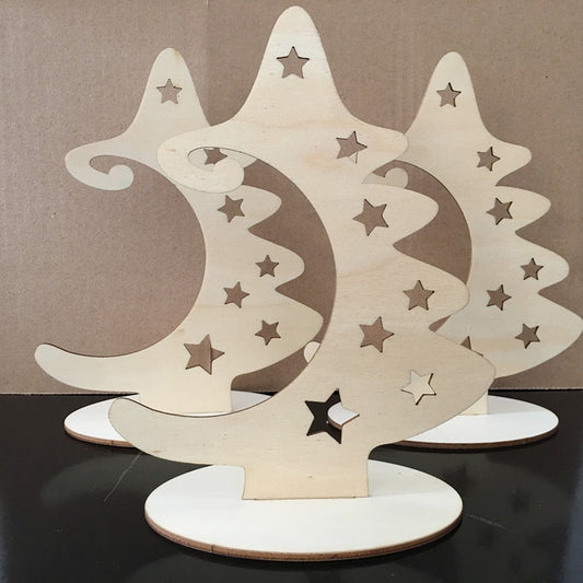 Wood Slices With Stand Natural Unfinished Christmas Wooden Tree Star Crafts for