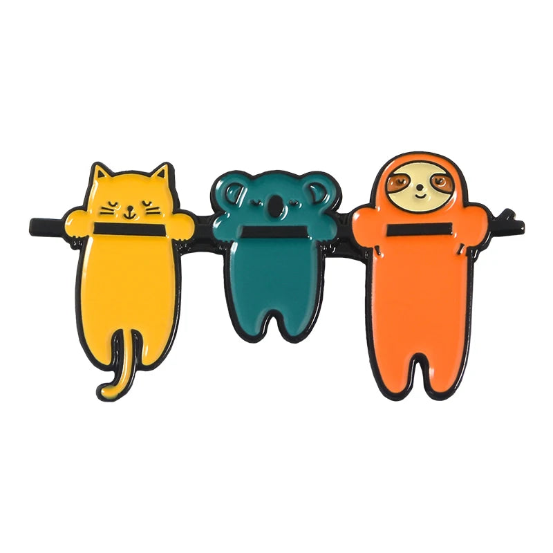 Funny Sloth Series Badges Brooches Cute Nickname Flash Denim Enamel Lapel Pins for Kids Fans Friends Jewelry