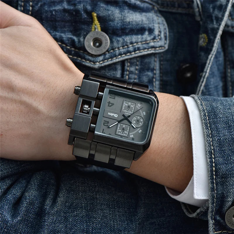 Oulm 3364 Casual Wristwatch Square Dial Wide Strap Men's Quartz Watch Luxury Brand Male Clock Super Big Men Watches Montre Homme