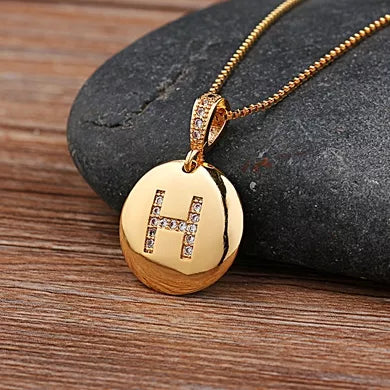 Nidin Women Girls Initial Letter Necklace 26 A-Z Charm Neck Pendants Copper CZ Jewelry Personal