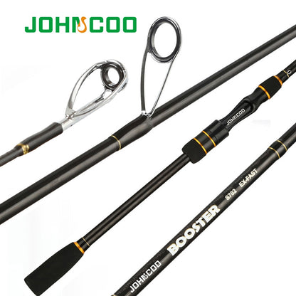 JOHNCOO Booster Spinning Fishing Rod With 2 Tips M/Ml 5-28g Ex-Fast Action 2.1m 2.4m Spinning Fishing Cane and Baitcasting Rod
