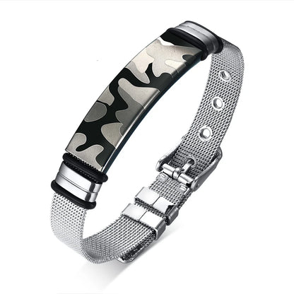 Meaeguet Personalized Bangle Men's Slide Mesh Bracelet Customized Name Wristband Stainless Steel Male Bileklik Pulseira