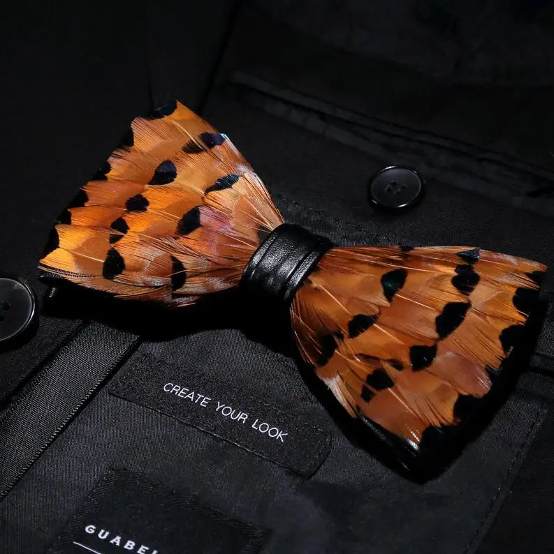 RBOCOTT Feather Bow Ties Men's Luxury Bowtie With Box Fashion Peacock Feather Bow Ties for Men Business Party Wedding