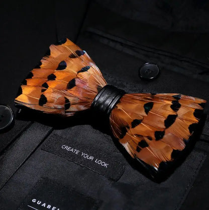 RBOCOTT Feather Bow Ties Men's Luxury Bowtie With Box Fashion Peacock Feather Bow Ties for Men Business Party Wedding