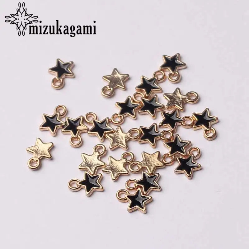 Zinc Alloy Black White Enamel Charms Mini Stars Charms 6mm 50pcs/Lot for DIY Jewelry Making Finding Accessories