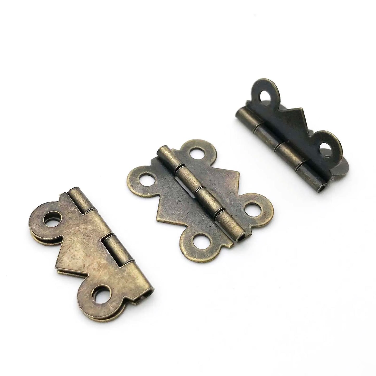12pcs Mini Butterfly Shape Jewelry Chest Wooden Box Case Furniture Dollhouse Door Hinge With Screw 17x20 20x25 25x30mm
