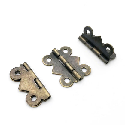 12pcs Mini Butterfly Shape Jewelry Chest Wooden Box Case Furniture Dollhouse Door Hinge With Screw 17x20 20x25 25x30mm