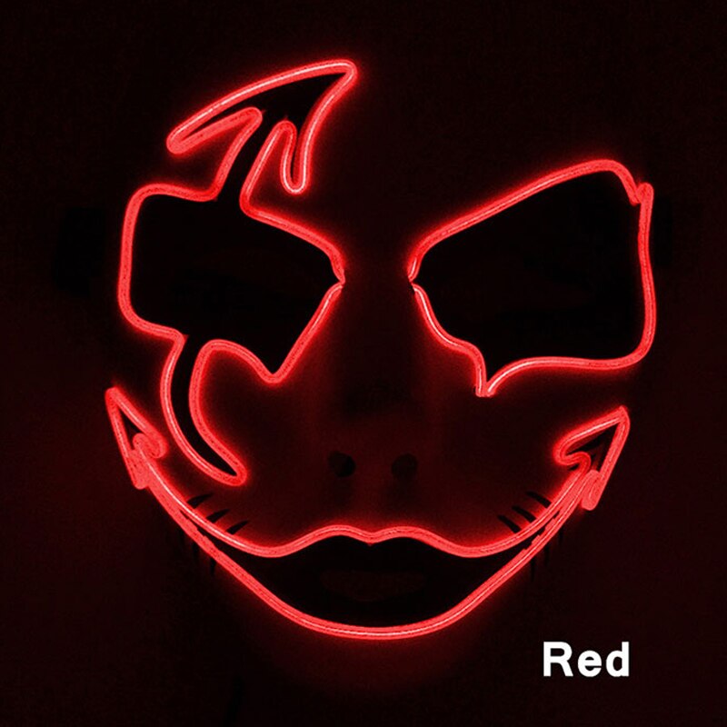 Neon Light LED Mask LED Halloween Scary Mask Cosplay Party Masque Masquerade Masks Halloween Costume Carnival Glow Party Props