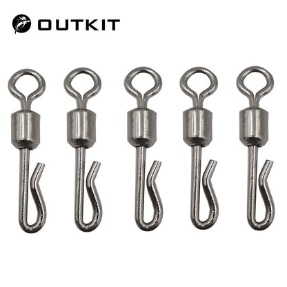 OUTKIT 50pcs Fishing Swivels Rolling Swivel Interlock Snap Size 7/8/10/12 Hook Lure Connector Terminal Tackle Swivel Fishing
