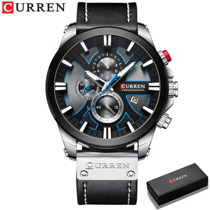 CURREN Watch Chronograph Sport Mens Watches Quartz Clock Leather Male Wristwatch Relogio Masculino for Men