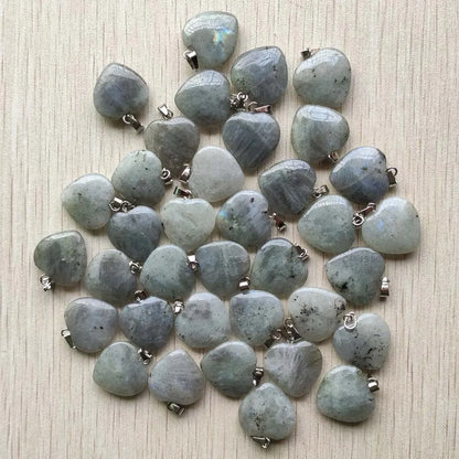 50pcs/Lot 2022 Assorted Heart Natural Stone Charms Pendants for Jewelry Making Good Quality 20mm