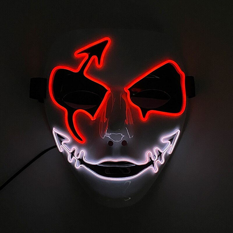 Neon Light LED Mask LED Halloween Scary Mask Cosplay Party Masque Masquerade Masks Halloween Costume Carnival Glow Party Props