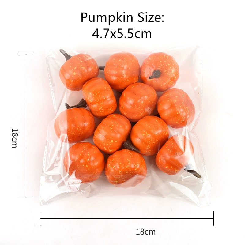 12pcs Mini Artificial Halloween Pumpkin Decor Simulation Vegetable DIY Craft Halloween Home Party Decoration Farmhouse Harvest