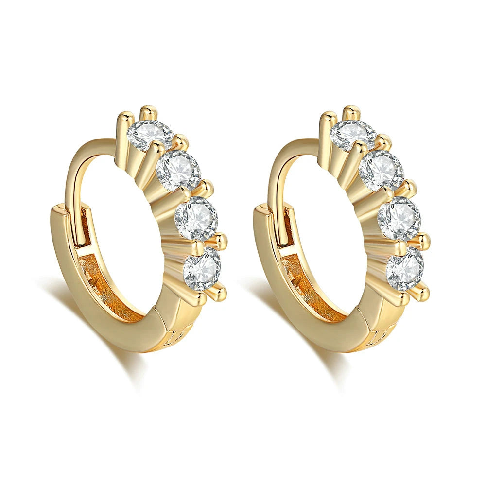 ZHOUYANG Stud Earrings for Women Classic Six Claw Clear AAA+Cubic Zirconia Rose Gold Color Fashion Jewelry for Girls KAE094