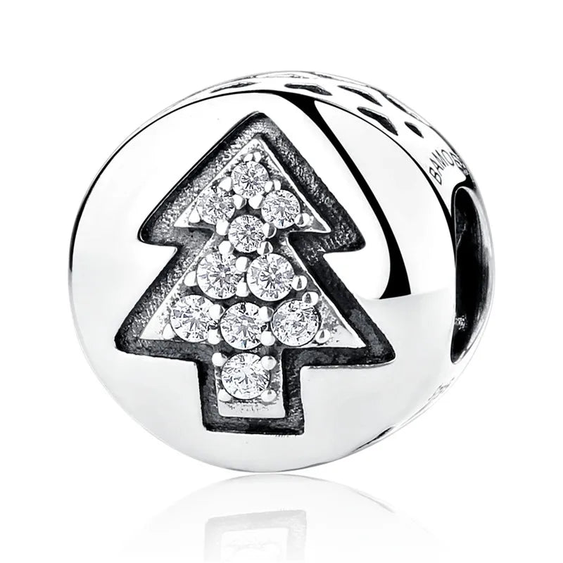 Bamoer 925 Sterling Silver Jewelry Christmas Collection Charm for Women Girl DIY Jewelry Fit Original Bracelet Bangle