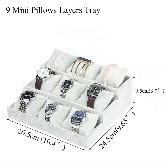 Ice Grey Velvet Jewelry Tray Jewelllery Storage Box Watch Holder Necklace Ring Earrings Pendant Display Organizer Series