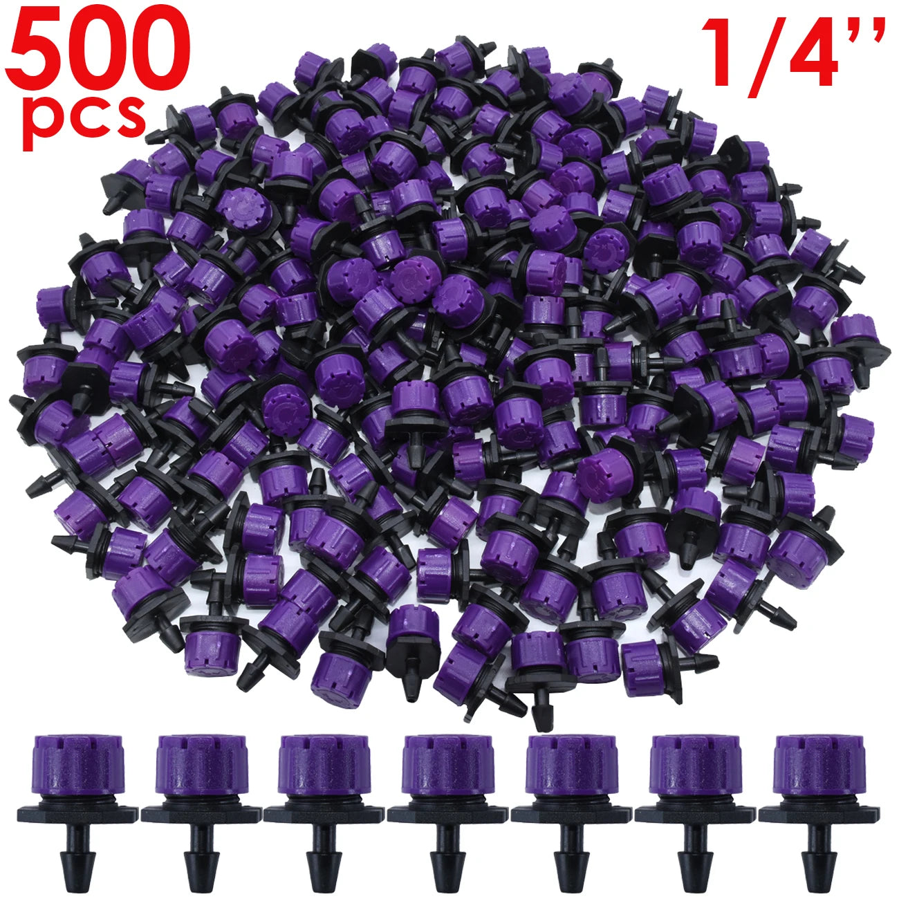 30-500pcs Adjustable 1/4 Irrigation Misting Dripper Sprinkler Emitter Micro Drip Garden Watering Tool Balcony Yard Greenhouse