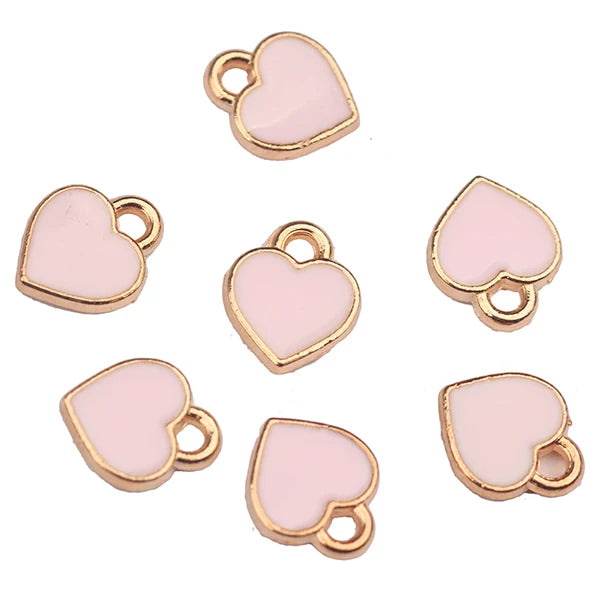 50pcs 8mm Zinc Alloy Enamel Charms Mini Sweet Heart Charms for DIY Necklaces Bracelets Jewelry Accessories