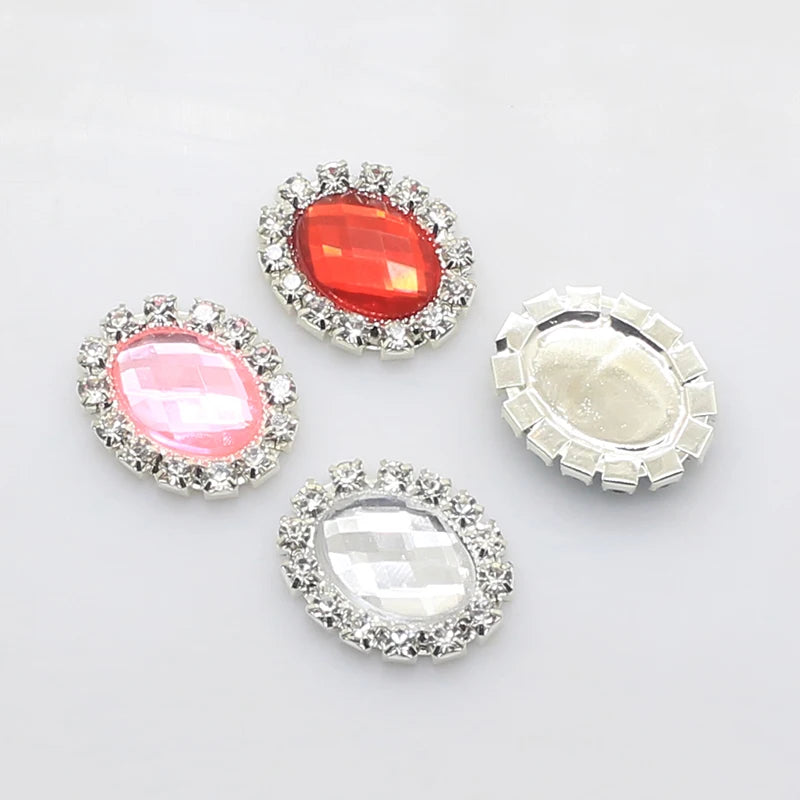 YWXINXI 10Pcs Hot Selling 16*20mm Oval Diy Jewelry Accessories Rhinestone Board Wedding Invitation Clothing Accessories