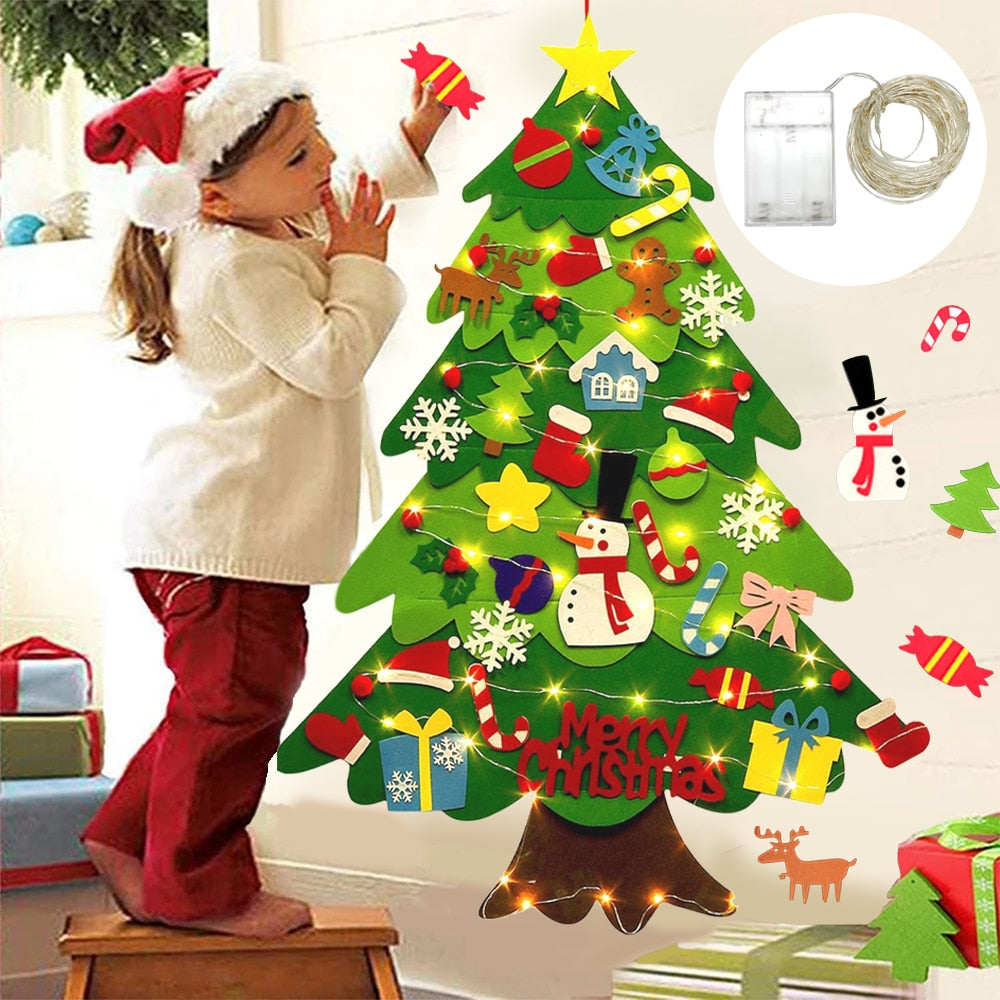 DIY Felt Christmas Tree Christmas Decoration for Home Navidad New Year Christmas Ornaments Santa Claus Xmas Kids