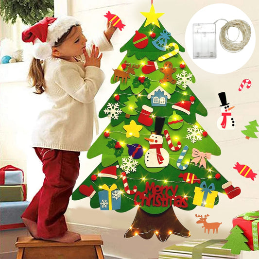 DIY Felt Christmas Tree Christmas Decoration for Home Navidad 2022 New Year Christmas Ornaments Santa Claus Xmas Kids