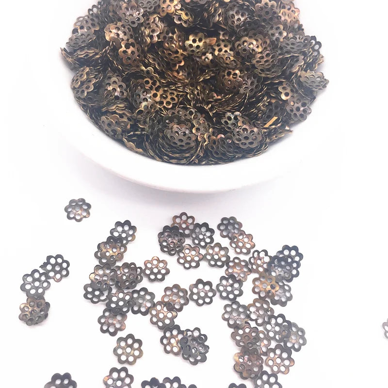 500pcs 6mm Hollow Flower Findings Cone End Beads Cap Filigree DIY Jewelry Making