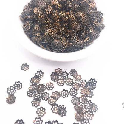 500pcs 6mm Hollow Flower Findings Cone End Beads Cap Filigree DIY Jewelry Making