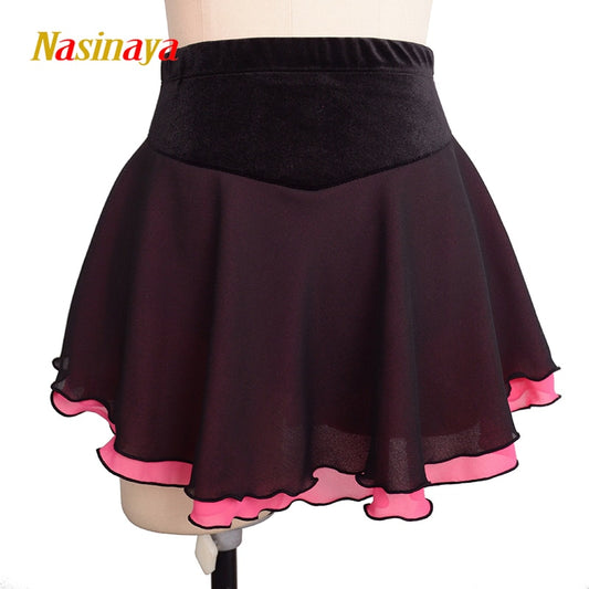 Women Girls Ice Skating Skirt Figure Skating Solid Color Short Skirt
