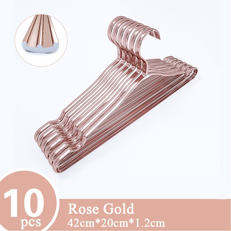 10Pcs Clothing Hangers Metal Clothes Hngers Anti-Slip Aluminium Alloy Drying Rac