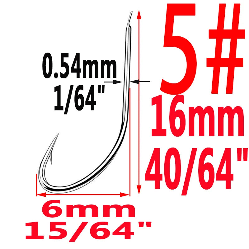 100pcs/Bag Iseama Circle Carp Eyed Fishing Hook Size 1# to 14# Ring Eye Japan High-Carbon Steel Fish Hook