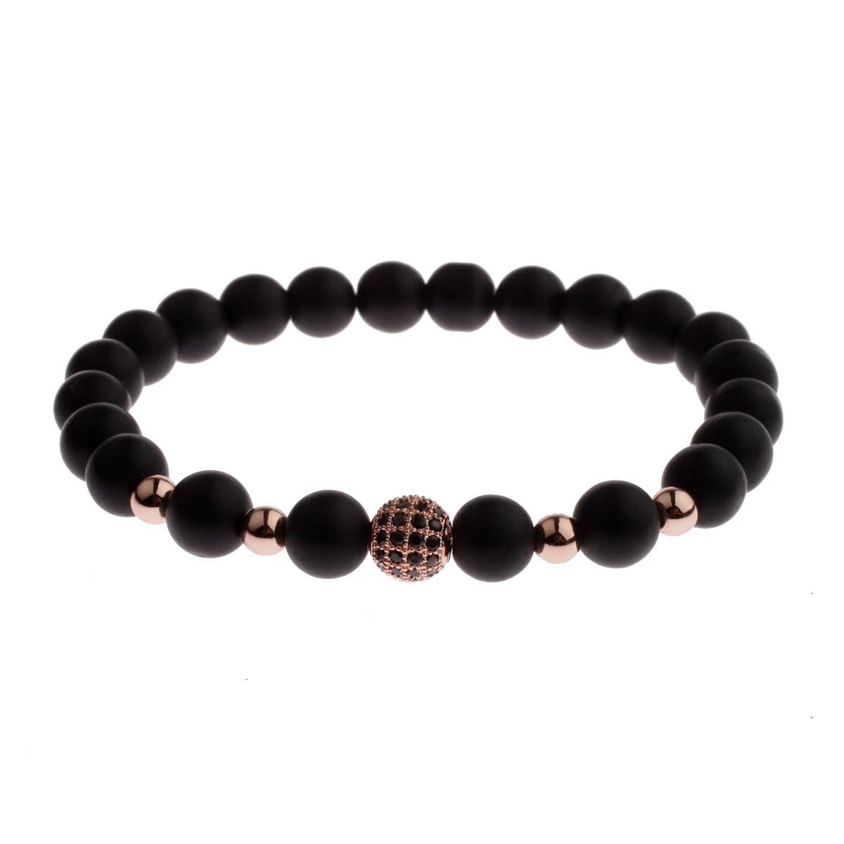 DOUVEI Round Black CZ Zircon Pave Lava Weaving Bracelet Men Beads Weaving Bracelet Homme Adjustable ABL005
