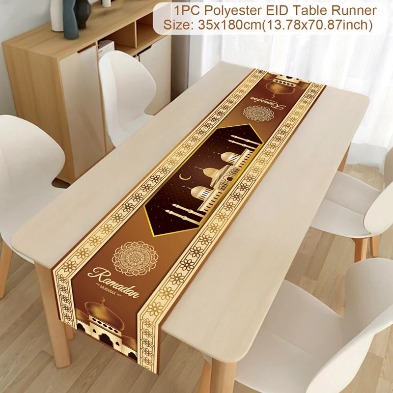 Ramadan Decoration Table Runner EID Mubarak Decor for Home Tablecloth Ramadan Kareem Islamic Muslim Party Eid Al Adha