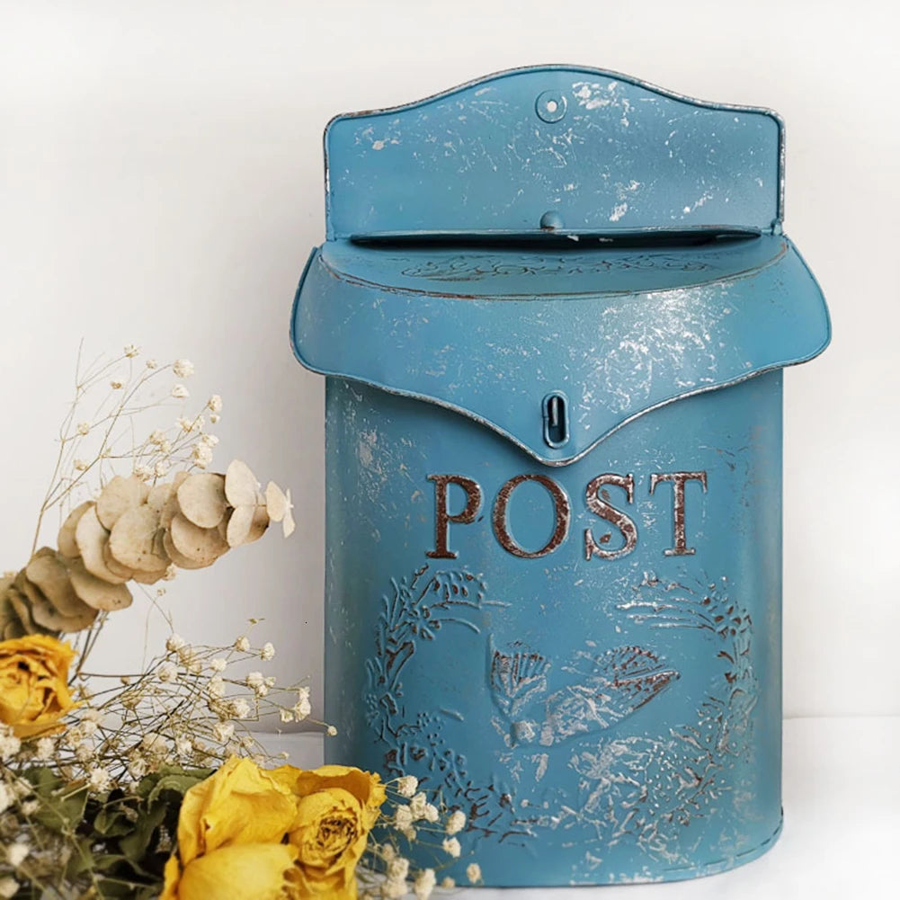 European Style Iron Retro Mailbox, Sealed Suggestion Box, Newspaper Mailbox, Wedding Garden Decoration Home Mailbox Post Box