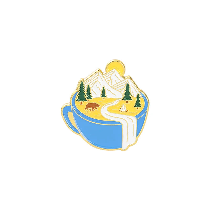 Outdoors Mountain Starry Night Enamel Pin Custom Wild Camping Hiking Brooches Bag Clothes Lapel Pin Adventure Badge Jewelry