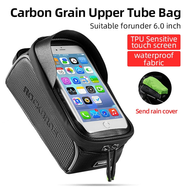 ROCKBROS Bike Bag Front Phone Bicycle Bag for Bicycle Tube Waterproof Touch Screen Saddle Package for 6.5Inch Bike Accessories