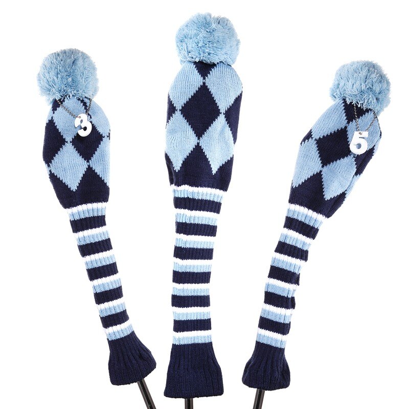 Golf 3pcs/Set Knitted Pom Pom Sock Covers 1-3-5 Golf Wood Headcover for Golf Dirver/Fairway Golf Club Headcovers
