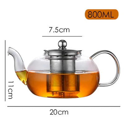 600/800ml Heat Resistant Glass Teapot Flower Tea Set Kettle Coffee Tea Pot Drink