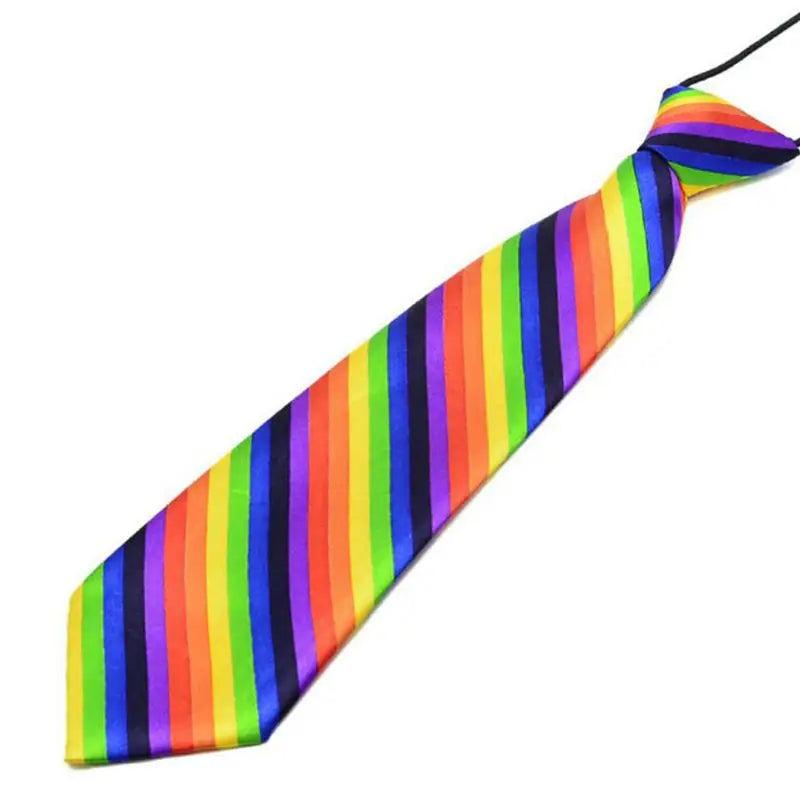 Pre-Tied Elastic Necktie Rainbow Stripes Leopard Apple Print Boys Kids Imitation Silk Ties Stage Performance Party Costume