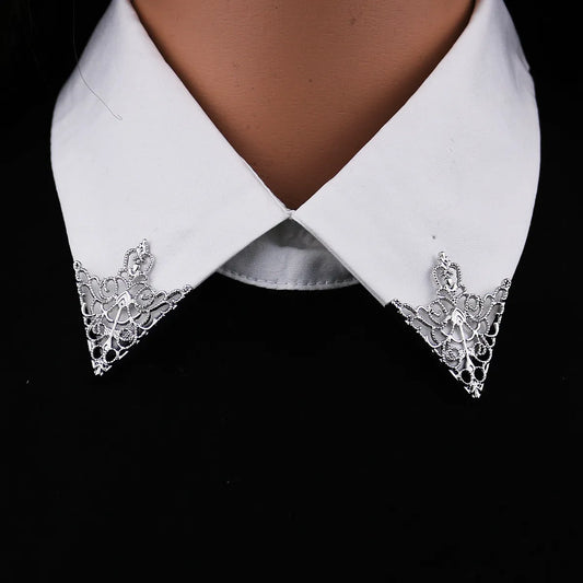 I-Remiel Vintage Fashion Triangle Shirt Collar Pin for Men and Women Hollowed Out Crown Brooch Corner Emblem Jewelry Accessories