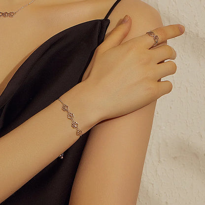 Bamoer 925 Sterling Silver Cute Pet Footprints Bracelet Cat Paw Adjustable Chain Bracelet for Women Birthday