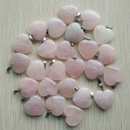 50pcs/Lot 2022 Assorted Heart Natural Stone Charms Pendants for Jewelry Making Good Quality 20mm
