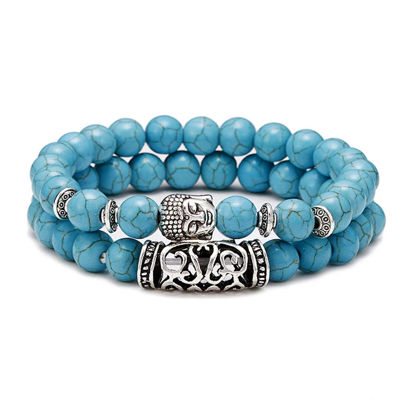 Noter 2pcs/Set Couples Distance Bracelet Men Women Natural Lava Braclet Stone Tiger Eye Brazalete Strand Braslet Pulseira