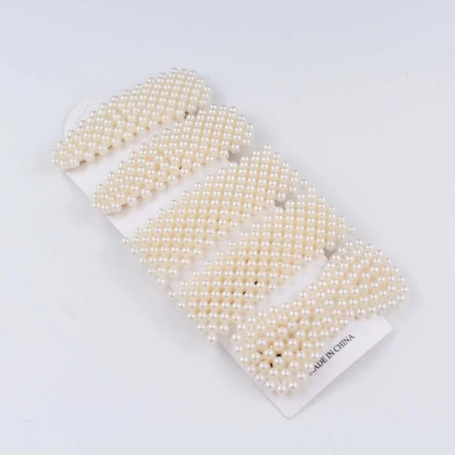 5Pcs/Set Pearl Hair Clip Snap Button Hair Pins for Women Sweet Pearl Hairpin Hair Clips Jewelry Lady Barrette Stick