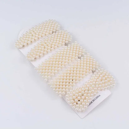 5Pcs/Set Pearl Hair Clip Snap Button Hair Pins for Women Sweet Pearl Hairpin Hair Clips Jewelry Lady Barrette Stick