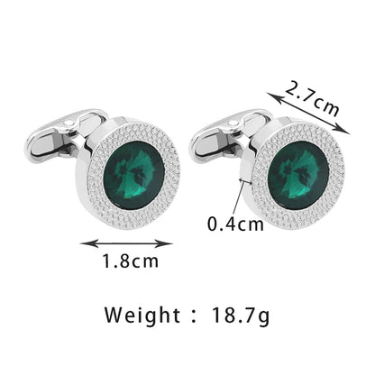 Simple Luxury Colorful Drusy Stone Cufflinks for Men Women Round Rhinestone Cuff Links Novelty Shirt Sleeve Buttons Accessories