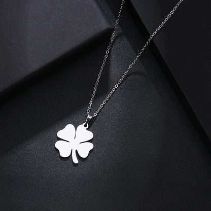 DOTIFI Stainless Steel Necklace for Women Man Lover's Clover Gold Color Pendant Necklace Engagement Jewelry