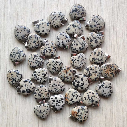 50pcs/Lot 2022 Assorted Heart Natural Stone Charms Pendants for Jewelry Making Good Quality 20mm